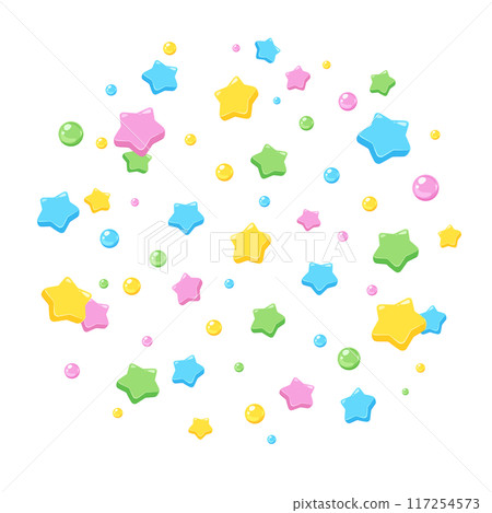 A background of thick, three-dimensional stars scattered 117254573