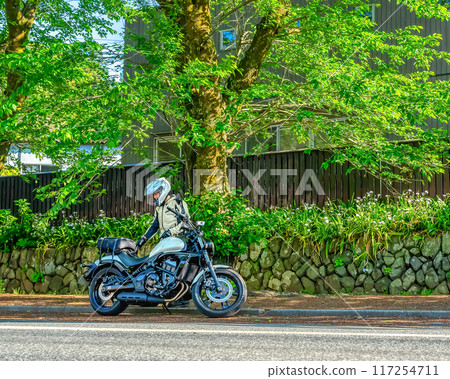 Motorcycle spring sunbeam and rider bike Motorcycle spring sunbeam and rider bike 117254711