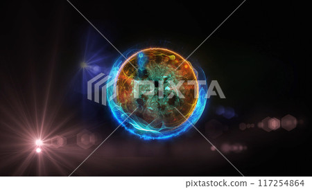 energy sector.Futuristic magical plasma circle glows in space. energy sector.Futuristic magical plasma circle glows in space. 117254864