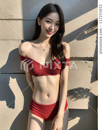 Beautiful woman in red bikini: 13 117255652