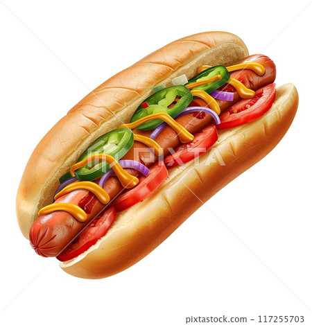 Hot dog on white background 117255703