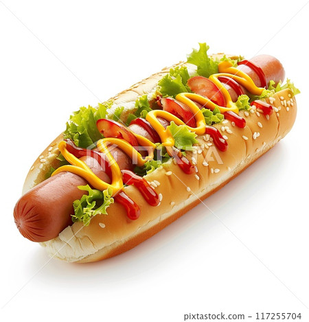 Hot dog on white background 117255704