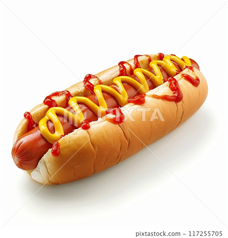 Hot dog on white background 117255705