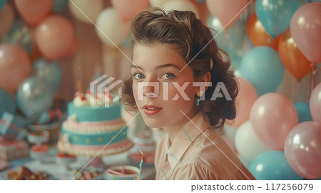 A birthday collage with photos of a surprise party gifts 117256079