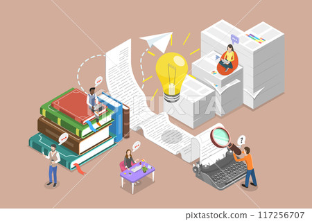 3D Isometric Flat Vector Illustration of Copywriter, Effective Marketing Communication 3D Isometric Flat Vector Illustration of Copywriter, Effective Marketing Communication 117256707