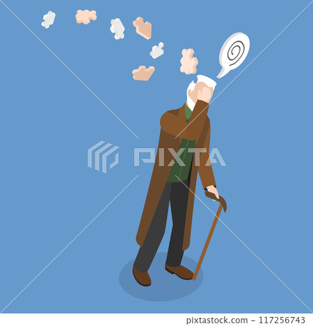 3D Isometric Flat Vector Illustration of Memory Problems , Seniors Mental Health 117256743