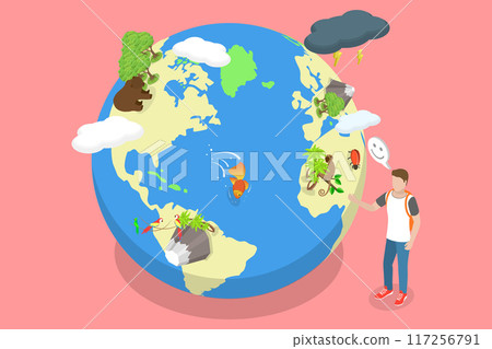 3D Isometric Flat Vector Illustration of Biodiversity, Diverse Wildlife Ecosystem 117256791