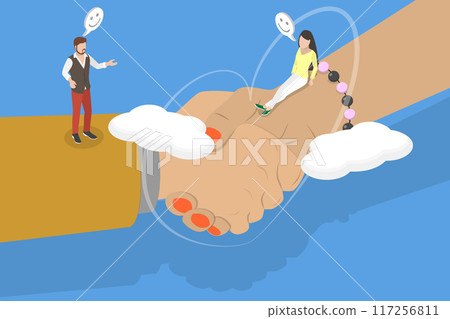 3D Isometric Flat Vector Illustration of Dignity Relationship, Treating Others with Honor, and Respect 3D Isometric Flat Vector Illustration of Dignity Relationship, Treating Others with Honor, and Respect 117256811