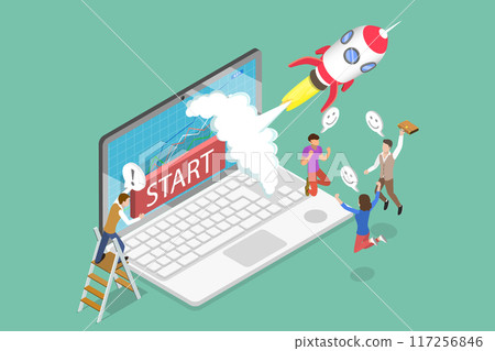 3D Isometric Flat Vector Illustration of Startup New Business, Initiating a Fresh Entrepreneurial Venture 3D Isometric Flat Vector Illustration of Startup New Business, Initiating a Fresh Entrepreneurial Venture 117256846