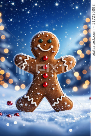 Gingerbread man with a smile on his face. Gingerbread man with a smile on his face. 117256898