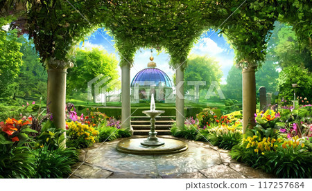 您可以看到港口的小山公園的噴泉 117257684