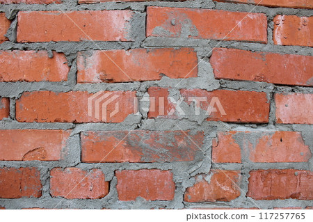 Red Brick Wall Grunge, Abstract Textured Background with Old Dirty and Vintage Pattern 117257765