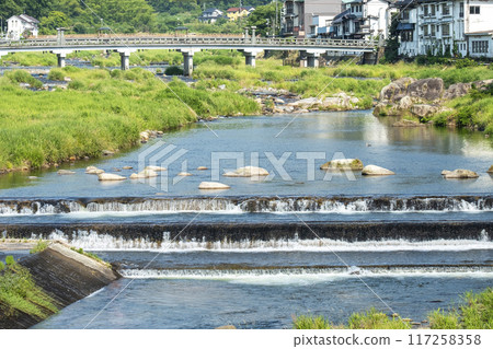 Fresh green and clear stream Misasa Onsen 117258358