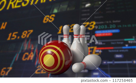 The target symbol on ball and Bowling pin for Business concept 3d rendering. 117258465