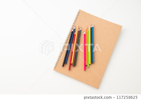 notebook, color pencil, coloured pencil 117258625