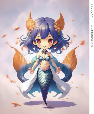 Chibi character: Image of a girl wearing a mermaid costume 117258657