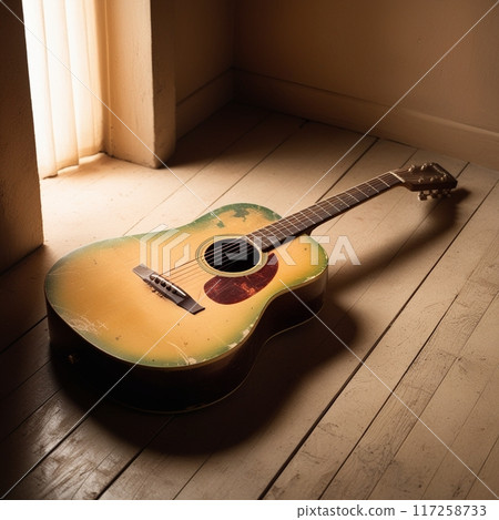 Discolored old guitar 117258733