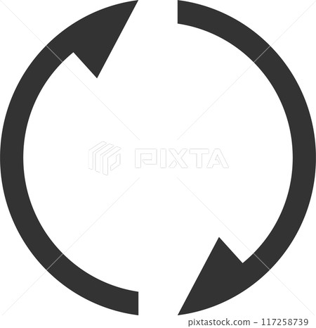 Rotating monochrome arrows vector icon Rotating monochrome arrows vector icon 117258739