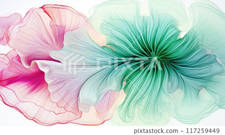 Vibrant floral background with a flower in bloom and flowing lines in bright colors. 117259449