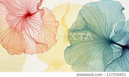 Delicate flower petals in pastel colors on a white background. Isolated on a white background. 117259451