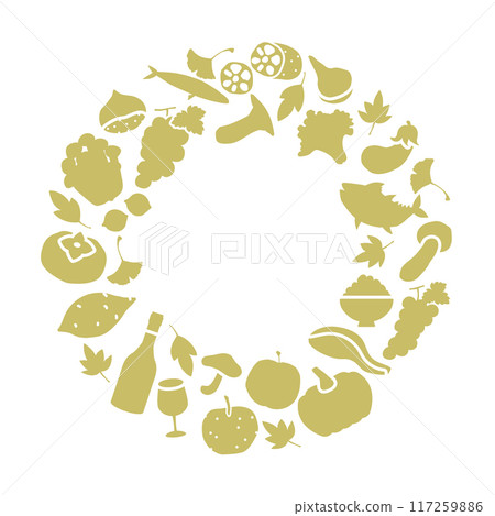 Autumn taste silhouette frame illustration _ vector material copy space no text 117259886