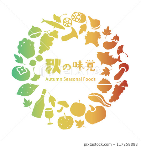 秋天的味道剪影框架圖_向量漸變素材 117259888