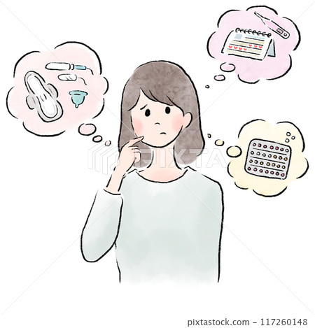 A woman worried about her period 117260148