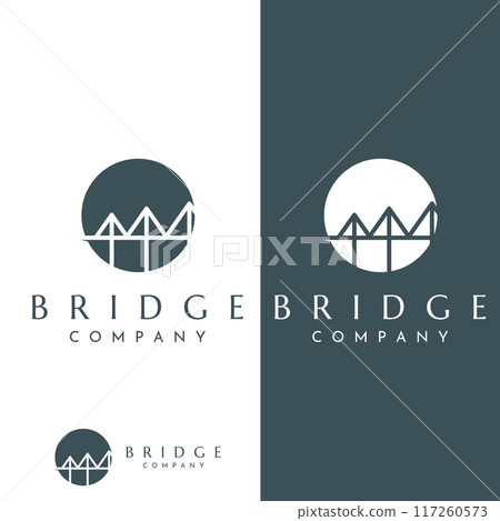 Minimalist and elegant creative bridge building logo with a modern concept. With vector illustration editing. 117260573