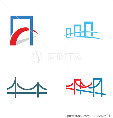 Minimalist and elegant creative bridge building logo with a modern concept. With vector illustration editing. 117260591