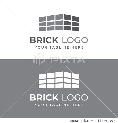 Brick company logo for building construction and wall repair. With vector illustration. Brick company logo for building construction and wall repair. With vector illustration. 117260598