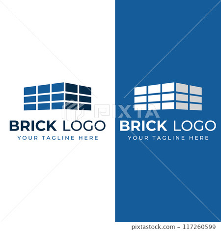Brick company logo for building construction and wall repair. With vector illustration. Brick company logo for building construction and wall repair. With vector illustration. 117260599