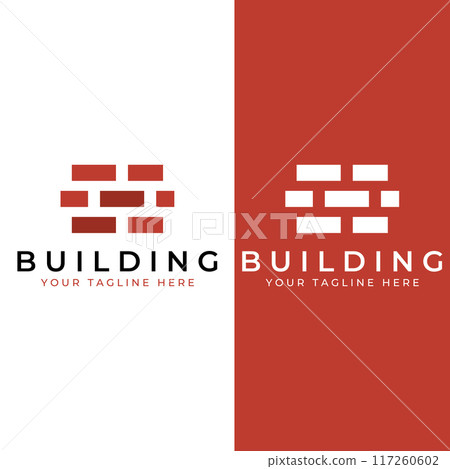 Brick company logo for building construction and wall repair. With vector illustration. 117260602