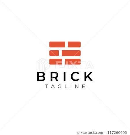 Brick company logo for building construction and wall repair. With vector illustration. 117260603
