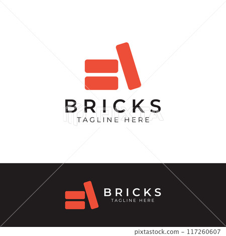 Brick company logo for building construction and wall repair. With vector illustration. Brick company logo for building construction and wall repair. With vector illustration. 117260607