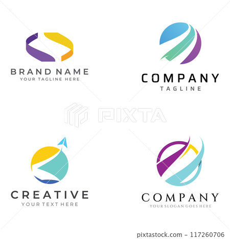 Abstract logo in swoosh style with modern colors.Logo can be used for business or company.Template vector design. 117260706
