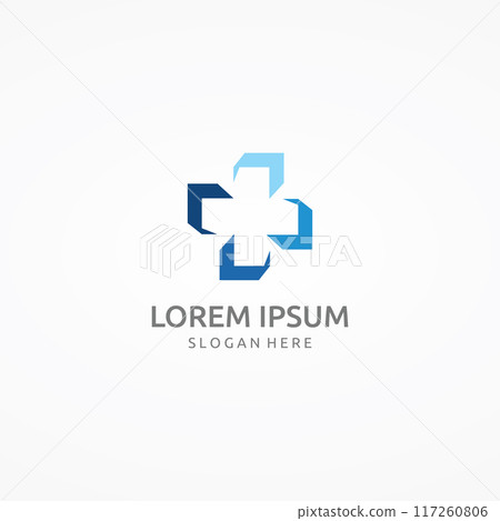 Medical sign logo using a simple and modern plus sign,logo for medical, pharmacy, pharmacy, hospital.With template vector illustration. 117260806