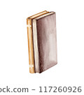 Vintage books. Hand drawn retro edition volume. Antique bookstore item. Hand drawn watercolor illustration isolated from the background. Design element for scrapbooking, magic and esoteric collection 117260926
