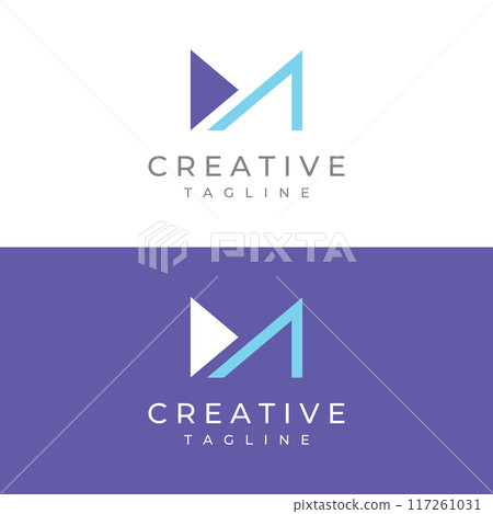 Abstract initial template logo minimalist letter M element.Symbol of modern, elegant, unique and luxurious geometry.Design for corporate business identity. 117261031
