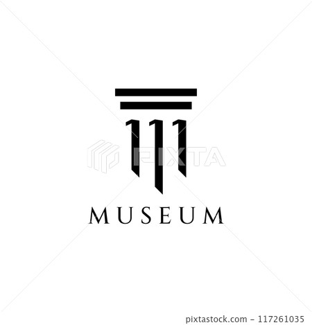 Museums, museum columns, museum lines, museum pillar logos. Museums with minimalist and modern concepts. Logos can be used for companies, museums and businesses. Museums, museum columns, museum lines, museum pillar logos. Museums with minimalist and modern concepts. Logos can be used for companies, museums and businesses. 117261035