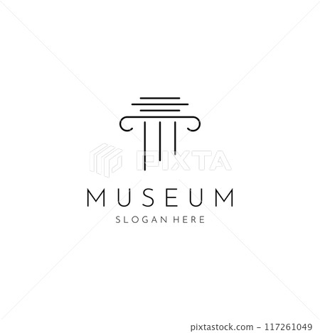 Museums, museum columns, museum lines, museum pillar logos. Museums with minimalist and modern concepts. Logos can be used for companies, museums and businesses. Museums, museum columns, museum lines, museum pillar logos. Museums with minimalist and modern concepts. Logos can be used for companies, museums and businesses. 117261049