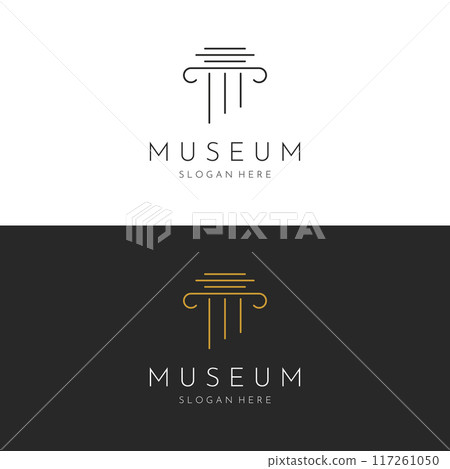 Museums, museum columns, museum lines, museum pillar logos. Museums with minimalist and modern concepts. Logos can be used for companies, museums and businesses. Museums, museum columns, museum lines, museum pillar logos. Museums with minimalist and modern concepts. Logos can be used for companies, museums and businesses. 117261050