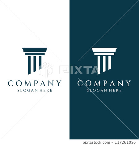 Museums, museum columns, museum lines, museum pillar logos. Museums with minimalist and modern concepts. Logos can be used for companies, museums and businesses. 117261056