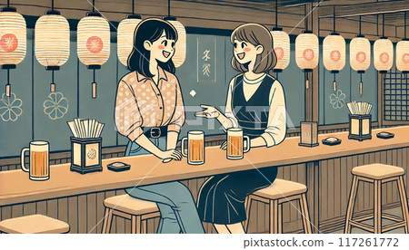 Women, pub, chatting 117261772