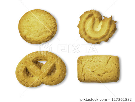 butter cookies isolated on white background butter cookies isolated on white background 117261882