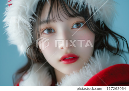 Cute girl dressed as Santa - AI generated image 117262064