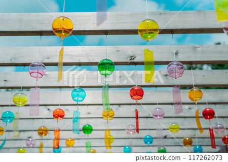 A photo of the wind chime approach to the Tendai sect's Saikyoji temple, the family temple of Akechi Mitsuhide, in Otsu City, Shiga Prefecture. A photo of the wind chime approach to the Tendai sect's Saikyoji temple, the family temple of Akechi Mitsuhide, in Otsu City, Shiga Prefecture. 117262073