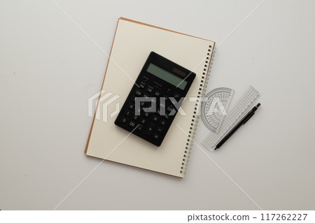 notebook, protractor, ruler 117262227