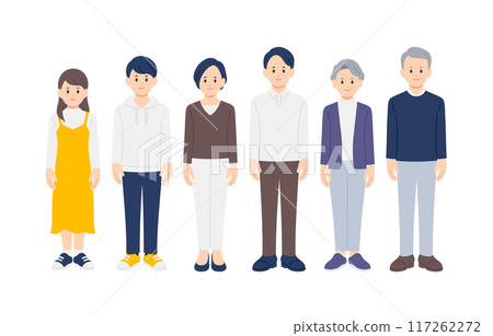 Full body set of high school students, middle-aged people, and seniors [People vector illustration material] 117262272