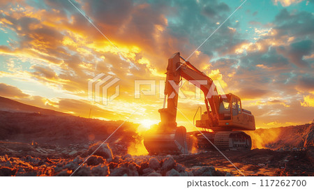 Construction site silhouette AI image 117262700