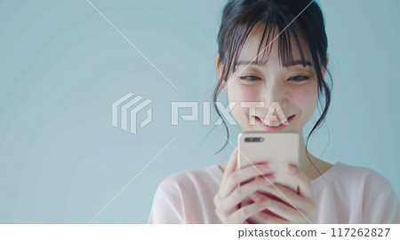 Woman using a smartphone - Generative AI 117262827